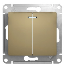 Выключатель 2-клавишный, с подсветкой Schneider Electric Glossa GSL000453 Титан - GSL000453