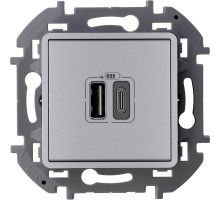 Inspiria - Зарядное устройство с двумя USB-разъемами Type A + Type C, 3000mA, 5В (алюминий) | арт.673762