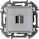 Inspiria - Зарядное устройство с двумя USB-разъемами Type A + Type C, 3000mA, 5В (алюминий) | арт.673762