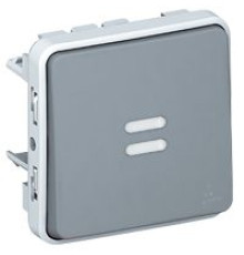 PLEXO - Переключатель на 2 направления с подсветкой, IP55, пруж. зажимы, серый | арт.069513