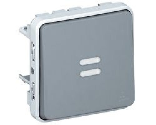 PLEXO - Переключатель на 2 направления с подсветкой, IP55, пруж. зажимы, серый | арт.069513