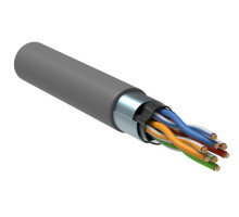 F/UTP PVC кат.5E 4х2х24AWG solid PVC серый (305м) РФ
