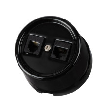 Розетка телефонная RJ11 + компьютерная RJ45 черная «Болонь» TDM
