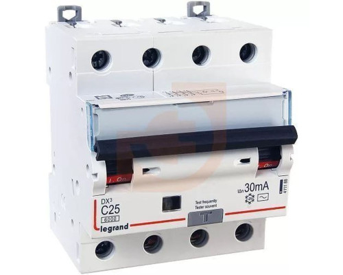 DX3 4P 25A тип АС 30мA 6kA 4М Дифф. авт. выкл.