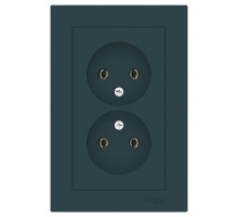 Розетка двойная без заземления с рамкой Schneider Electric AtlasDesign ATN000820 Изумруд - ATN000820