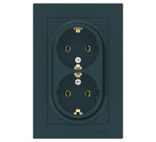 Розетка двойная с заземлением без шторок с рамкой Schneider Electric AtlasDesign ATN000824 Изумруд -