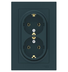Розетка двойная с заземлением без шторок с рамкой Schneider Electric AtlasDesign ATN000824 Изумруд -