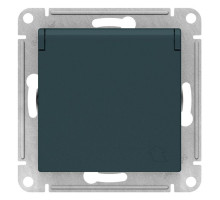 Розетка с заземлением со шторками с крышкой Schneider Electric AtlasDesign ATN000846 Изумруд - ATN00