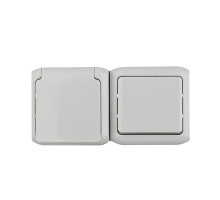 Quteo - Выключатель + Розетка 2P+E нем. стд. со шторками IP44 (серый)