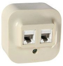 Розетка RJ11+RJ45 5E UTP (сл.кость) Quteo