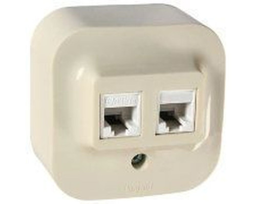 Розетка RJ11+RJ45 5E UTP (сл.кость) Quteo