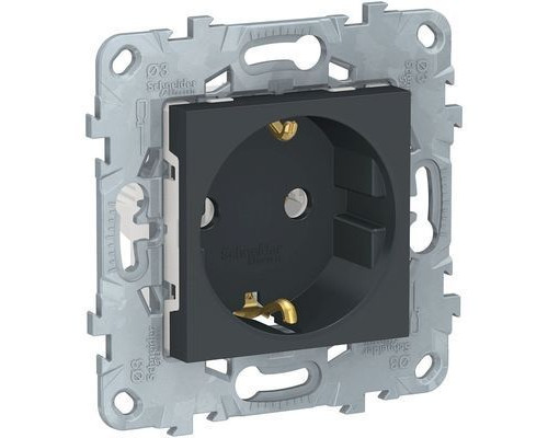NU503654 UNICA NEW РОЗЕТКА с заземлением, без шторок, винт. зажим, 16 А, 250 В, АНТРАЦИТ