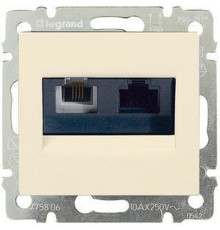Valena - Розетка двойная RJ-45 UTP CAT6E+RJ11, сл.кость (инд. упаковка)