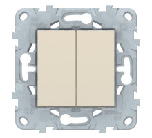 NU521144 UNICA NEW выключатель 2-клавишный, сх. 5, 10 AX, 250 В, бежевый - NU521144