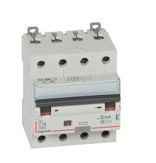 DX3 4P 16A тип АС 30мA 6kA 4М Дифф. авт. выкл.