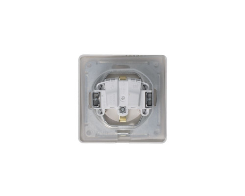 GLOSSA РОЗЕТКА с зазем. со шторками с крышкой,IP44,16А, 250В, в сборе,ПЛАТИНА