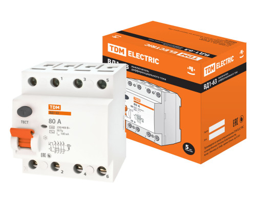 УЗО ВД1-63 4Р 80А 100мА TDM