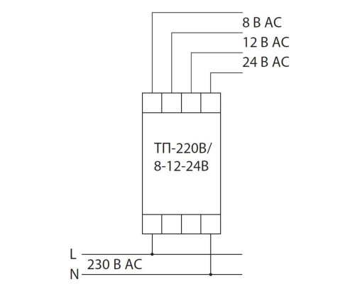 Трансформатор понижающий ТП-230В/8-12-24В 8ВА DIN-рейка TDM