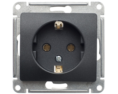 Розетка с заземлением без шторок Schneider Electric Glossa GSL000743 Антрацит - GSL000743
