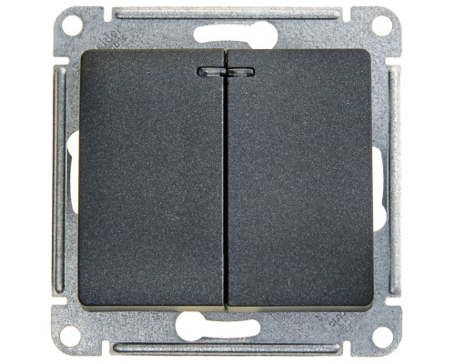 Выключатель 2-клавишный, с подсветкой Schneider Electric Glossa GSL000753 Антрацит - GSL000753