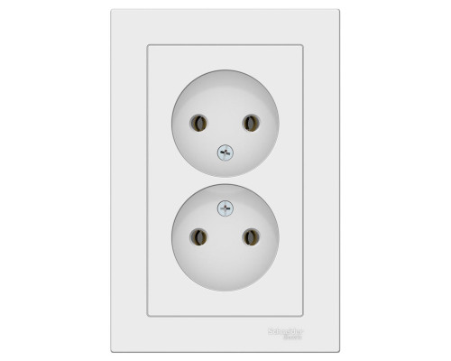 Розетка двойная без заземления с рамкой Schneider Electric AtlasDesign ATN000120 Белый - ATN000120