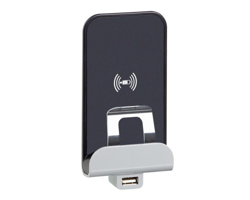 Etika - Беспроводное зарядное устр-во 1A с USB портом 2,4A (алюминий)