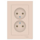 Розетка двойная без заземления с рамкой Schneider Electric AtlasDesign ATN000220 Бежевый - ATN000220