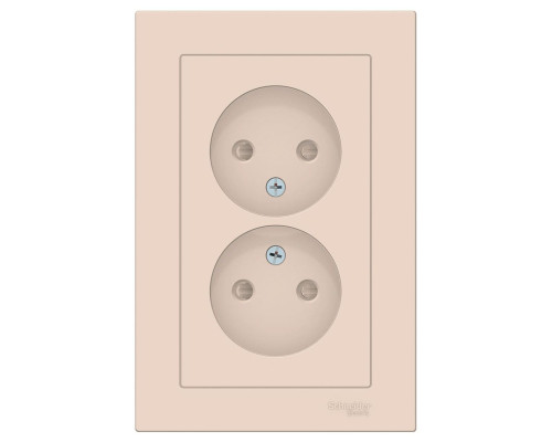 Розетка двойная без заземления со шторками с рамкой Schneider Electric AtlasDesign ATN000222 Бежевый