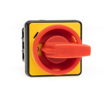 Переключатель BS 25 92 LK, аварийный, 4P, 25A, тип 0-1, 11kW(400VAC по АС-23), на дверь, красная блокируемая в 0 рукоятка, фронт IP40 | арт.EAC603720