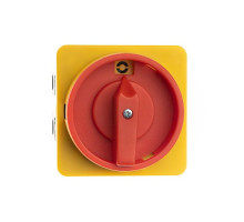 Переключатель BS 63 92 LK, аварийный, 4P, 63A, тип 0-1, 22kW(400VAC по АС-23), на дверь, красная блокируемая в 0 рукоятка, фронт IP40 | арт.EAC602715