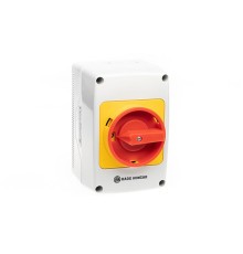 Переключатель PNGBS 32 91 LK, аварийный, 2P, 32A, тип 0-1, 15kW(400VAC по АС-23), красная блокируемая в 0 рукоятка, в корпусе IP65 | арт.EAC610214
