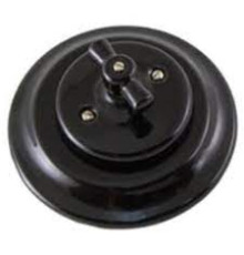 Выключатель скрытой установки фарфоровый поворотный с ручкой (бантик) 10А черный «Болонь» TDM