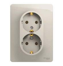 Розетка 2-местная, с заземлением без шторок с рамкой Schneider Electric Glossa GSL000924 Молочный -