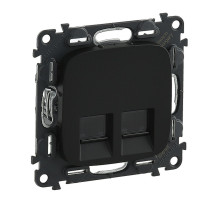 Valena Allure - Розетка 2хRJ-45 UTP CAT6, антрацит (инд. упаковка) | арт.753953