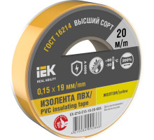 Изолента 0,15х19мм желтая 20м IEK
