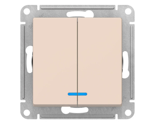 Выключатель 2-клавишный с подсветкой Schneider Electric AtlasDesign ATN000253 Бежевый - ATN000253