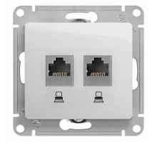 Розетка двойнаякомпьютерная RJ45+RJ45 кат.5E Schneider Electric Glossa GSL000385KK Алюминий - GSL000
