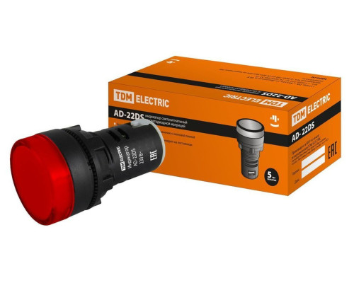 Лампа AD-22DS(LED)матрица d22мм красный 230В TDM