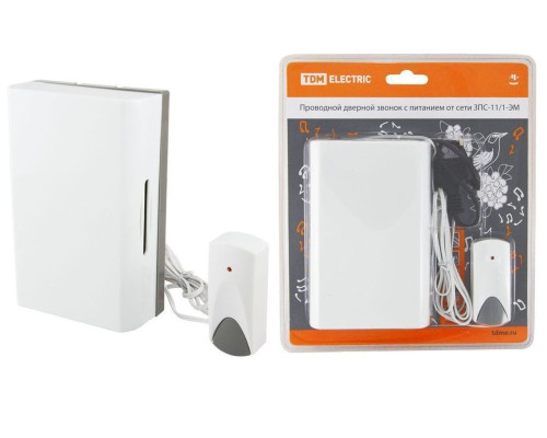 Звонок проводной в эл.сеть ЗПС-11/1-ЭМ (эл.мех, кнопка IP30, AC 230V) TDM