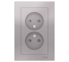 Розетка двойная без заземления со шторками с рамкой Schneider Electric AtlasDesign ATN000322 Алюмини