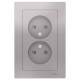 Розетка двойная без заземления со шторками с рамкой Schneider Electric AtlasDesign ATN000322 Алюмини