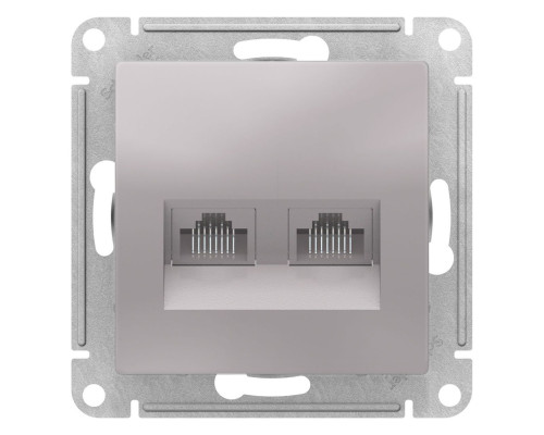 Розетка двойная компьютерная RJ45+RJ45 Schneider Electric AtlasDesign ATN000385 Алюминий - ATN000385