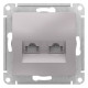 Розетка двойная компьютерная RJ45+RJ45 Schneider Electric AtlasDesign ATN000385 Алюминий - ATN000385