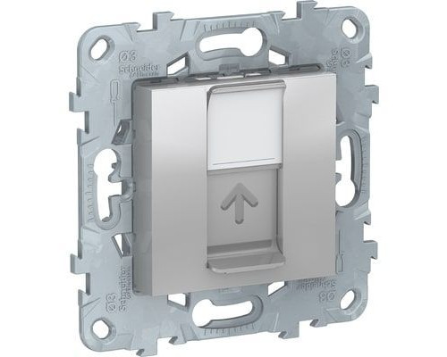 NU541130 UNICA NEW РОЗЕТКА компьютерная, RJ45, одиночная, кат. 5е UTP, АЛЮМИНИЙ