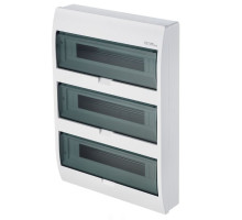 Щит навесной ELEGANT 3x18M, N/PE 4x 2x16+12x10mm2, 3x дымчатых пласт. двери, белый RAL9003, 550x303x