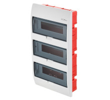 Щит встраиваемый ELEGANT 3x12M, N/PE 4x 2x16+7x10mm2, 3x дымчатых пласт. двери, белый RAL9003, 550x3