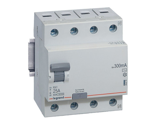 УЗО RX3, электромеханическое, 4P, 25A, 10kA, 300mA, тип AC, 4M | арт.402070