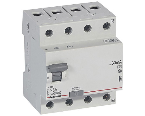 УЗО RX3, электромеханическое, 4P, 25A, 10kA, 30mA, тип A, 4M. | арт.402074