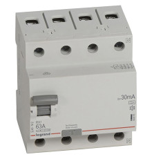 УЗО RX3, электромеханическое, 4P, 63A, 10kA, 30mA, тип A, 4M | арт.402076