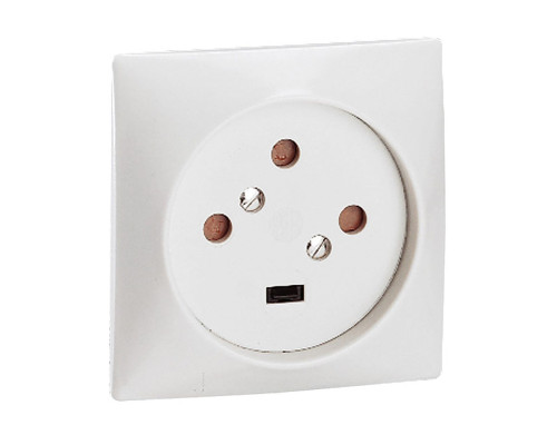 Розетка силовая 20A, 3P+E, 80х80мм, защ. шторки, сл. кость | арт.055425